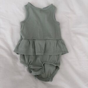 Green Baby Sleeveless Romper with Ruffle Skirt
